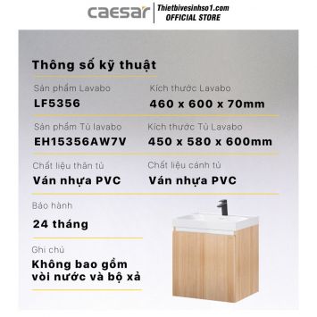 Tủ Chậu Lavabo Caesar LF5356-EH15356AW7V