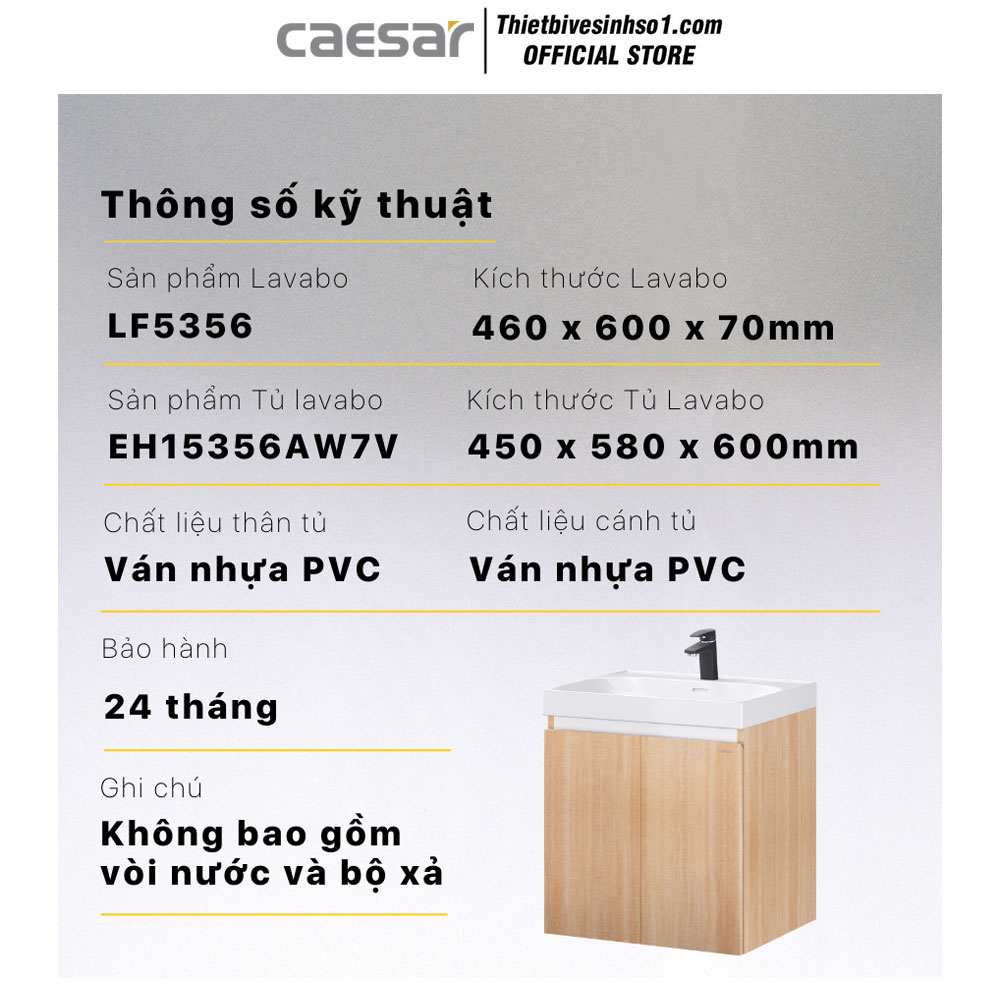 Tủ Chậu Lavabo Caesar LF5356-EH15356AW7V Tủ Chậu Lavabo Caesar LF5356-EH15356AW7V