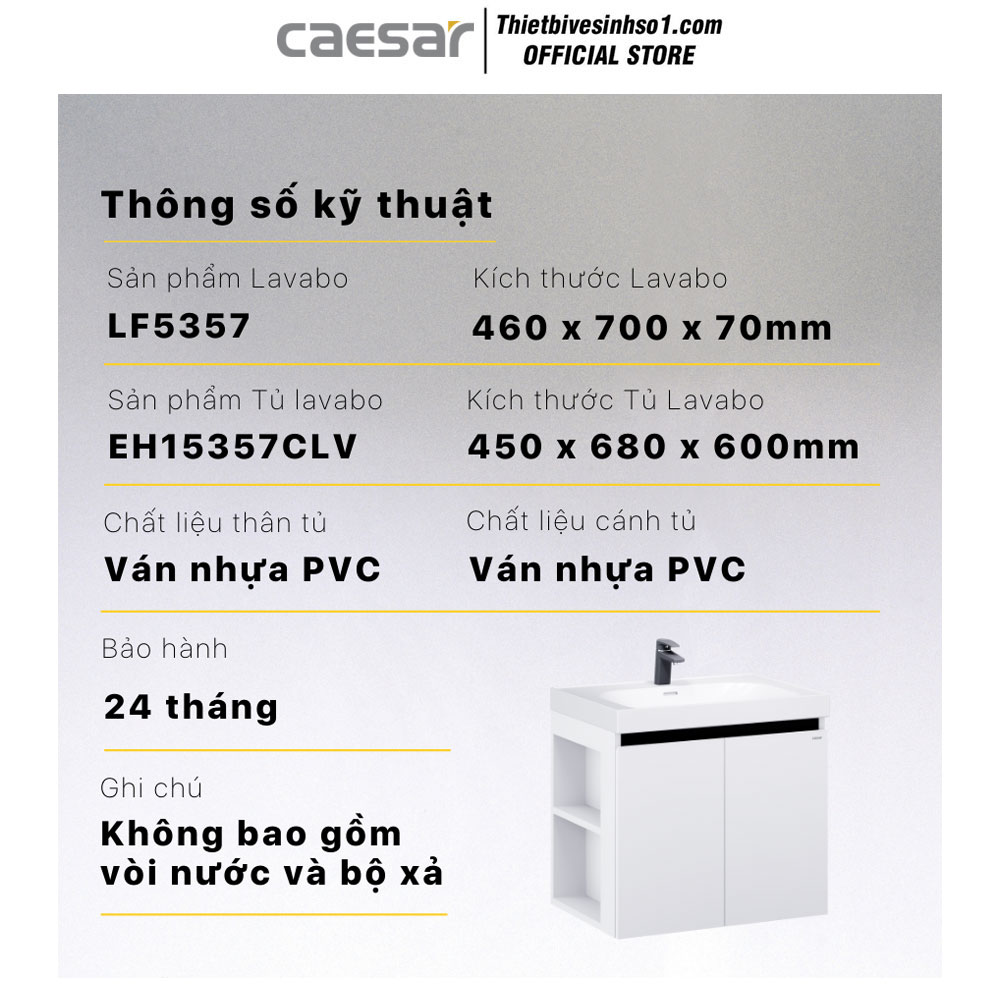 Tủ Chậu Lavabo Caesar LF5357-EH15357CLV Tủ Chậu Lavabo Caesar LF5357-EH15357CLV
