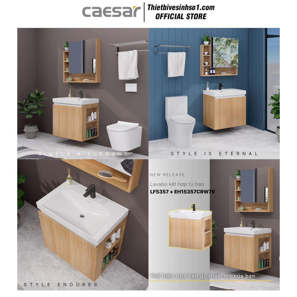 Tủ Chậu Lavabo Caesar LF5357-EH15357CRW7V Tủ Chậu Lavabo Caesar LF5357-EH15357CRW7V