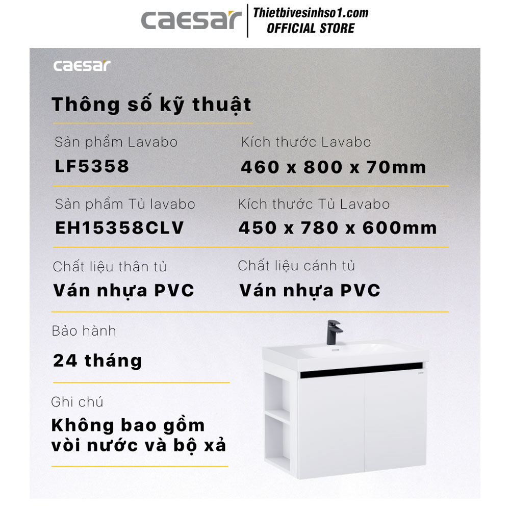 Tủ Chậu Lavabo Caesar LF5358-EH15358CLV Tủ Chậu Lavabo Caesar LF5358-EH15358CLV