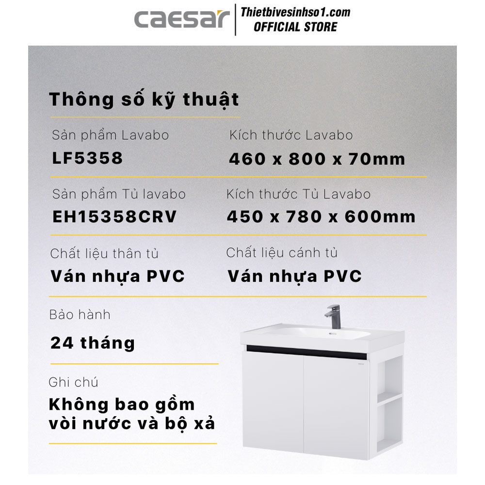 Tủ Chậu Lavabo Caesar LF5358-EH15358CRV Tủ Chậu Lavabo Caesar LF5358-EH15358CRV