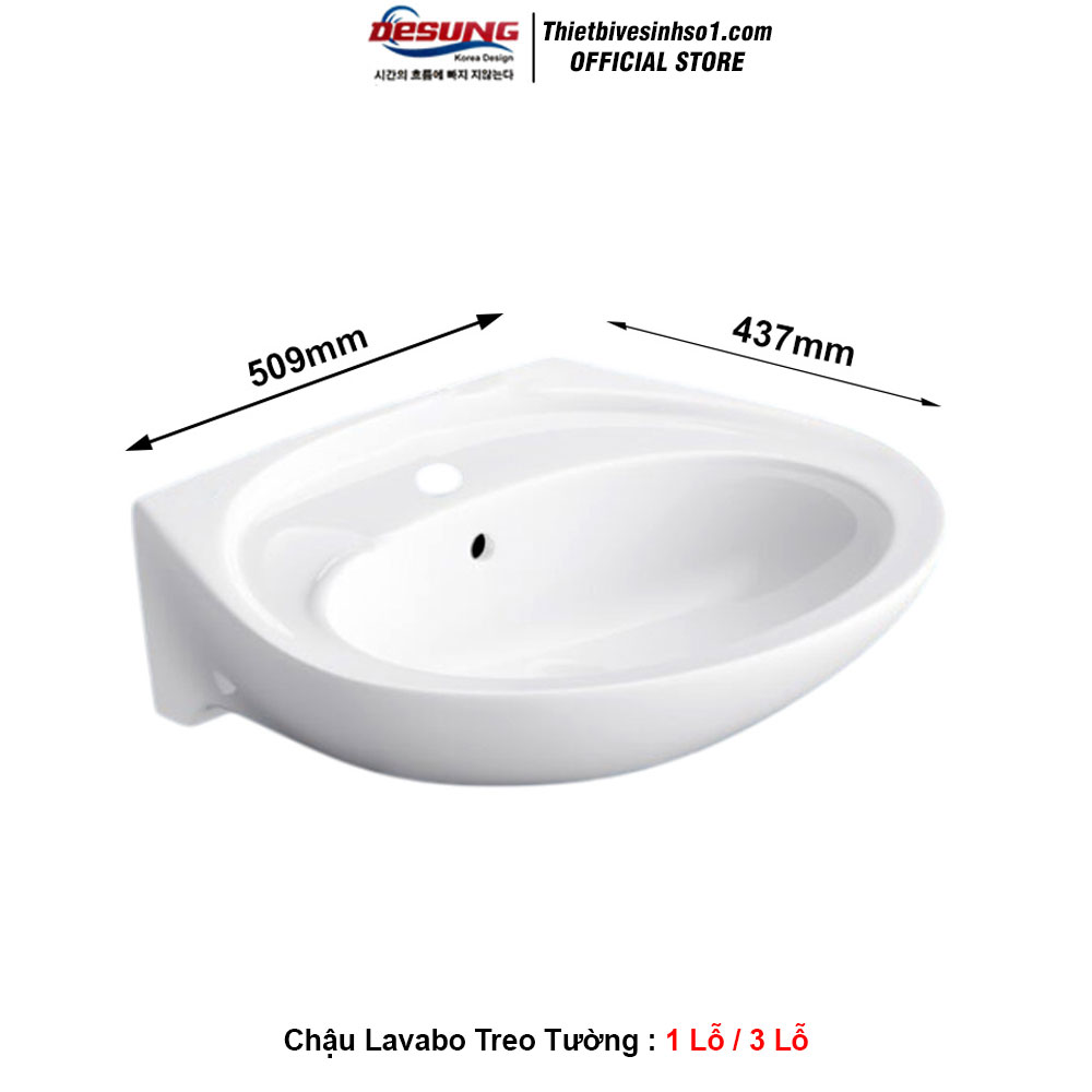 Chậu Lavabo Treo Tường 1 Lỗ
