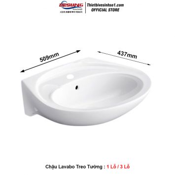 Chậu Lavabo Treo Tường 1 Lỗ