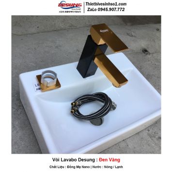 Vòi Lavabo Desung Đen Vàng