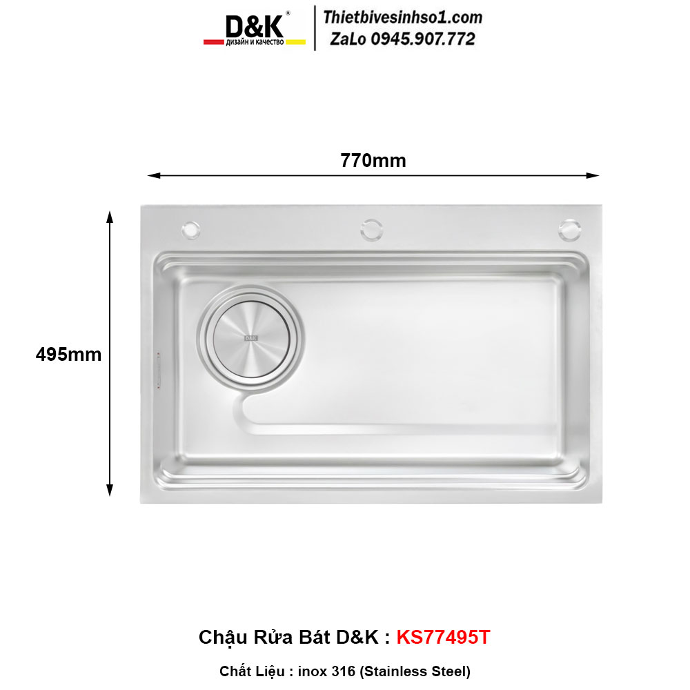 Chậu Rửa Bát D&K KS77495T