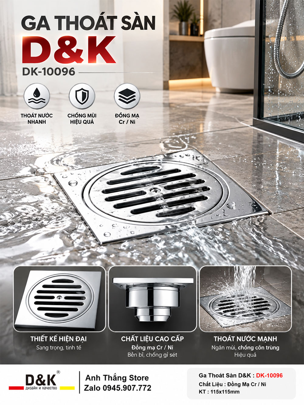 Ga Thoát Sàn D&K DK-10096 Ga Thoát Sàn D&K DK-10096