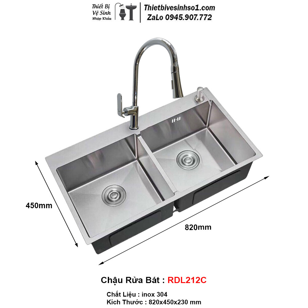 Chậu Rửa Bát inox 2 Hố RDL212C