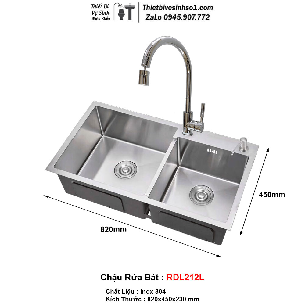 Chậu Rửa Bát inox 2 Hố RDL212L