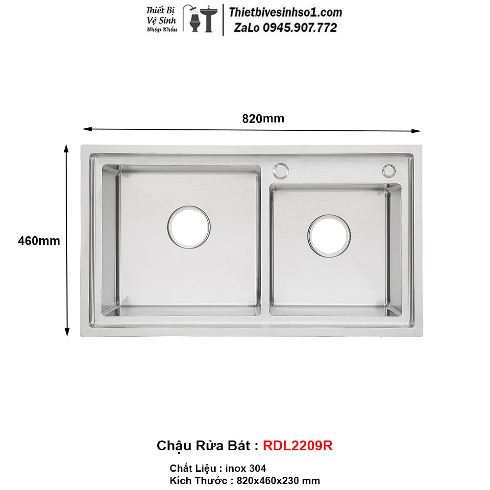 Chậu Rửa Bát inox 2 Hố RDL2209R