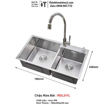 Chậu Rửa Bát inox 2 Hố RDL211L