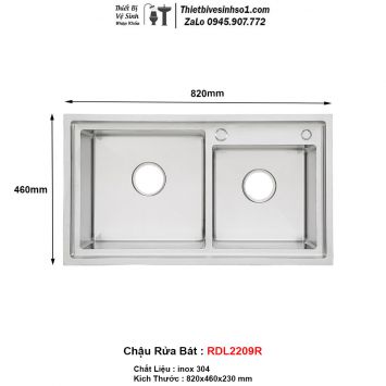 Chậu Rửa Bát inox 2 Hố RDL2209R