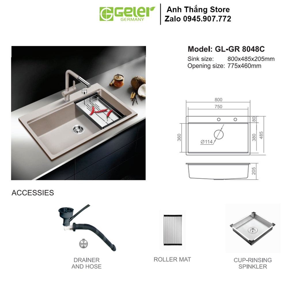 Bản Vẽ Kỹ Thuật Chậu Rửa Bát Geler GL GR8048C