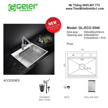 Bản Vẽ Kỹ Thuật Chậu Rửa Bát Geler GL-Eco5546