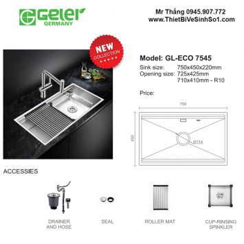 Bản Vẽ Kỹ Thuật Chậu Rửa Bát Geler GL-Eco7545