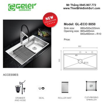Bản Vẽ Kỹ Thuật Chậu Rửa Bát Geler GL-Eco8850