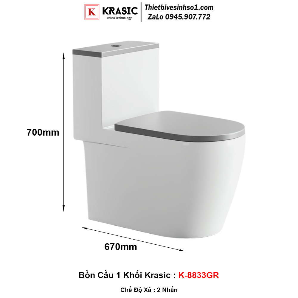 Bồn Cầu Krasic K-8833GR