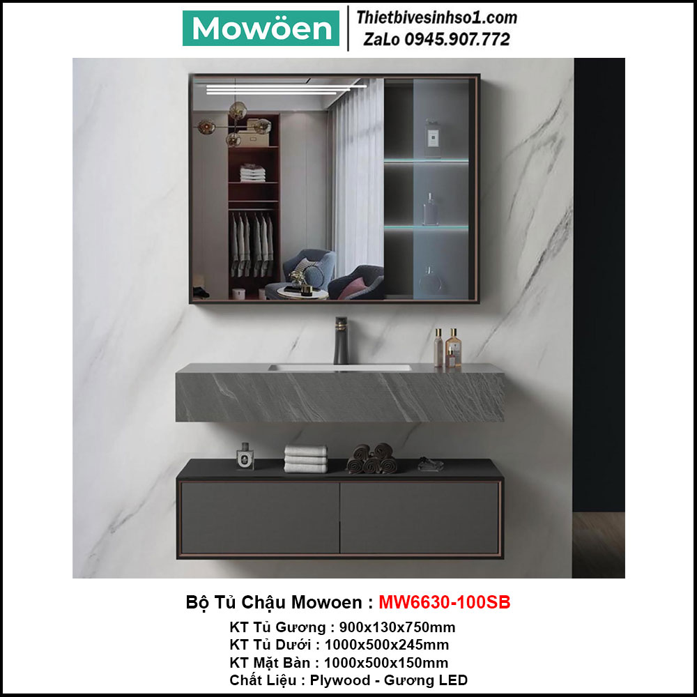 Bộ Tủ Chậu Mowoen MW6630-100SB