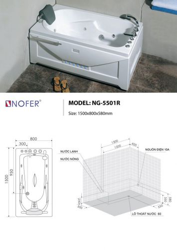 Bồn Tắm Massage Nofer NG-5501R