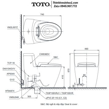Bồn Cầu TOTO MS636DT2