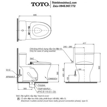 Bồn Cầu TOTO MS855DT2