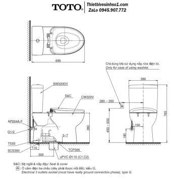Bồn Cầu 2 Khối TOTO CS320DRT10