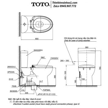 Bồn Cầu 2 Khối TOTO CS325DRT10