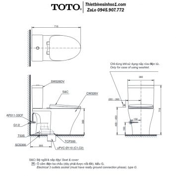 Bồn Cầu 2 Khối TOTO CS326DT3