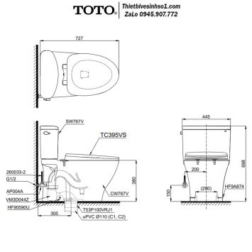 Bồn Cầu 2 Khối TOTO CS767RT10