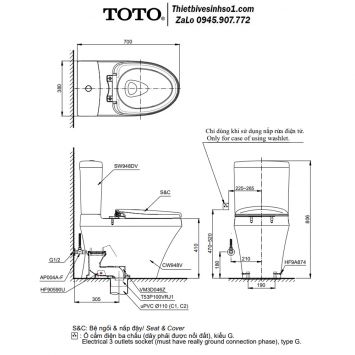 Bồn Cầu 2 Khối TOTO CS948DT8