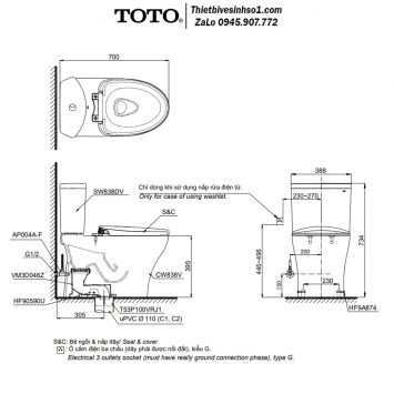 Bồn Cầu TOTO CS838DT8