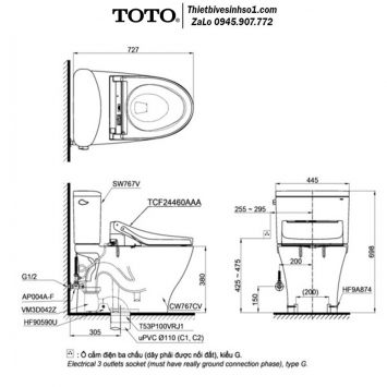 Bồn Cầu Điện Tử TOTO CS767CRW15