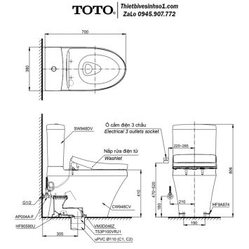 Bồn Cầu Điện Tử TOTO CS948CDW15