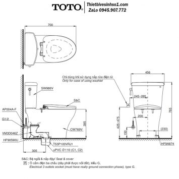 Bồn Cầu Điện Tử TOTO CS986CGW17