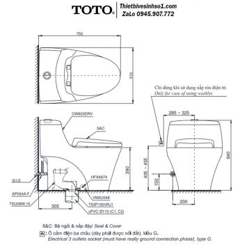Bồn Cầu Điện Tử TOTO MS823DRW11