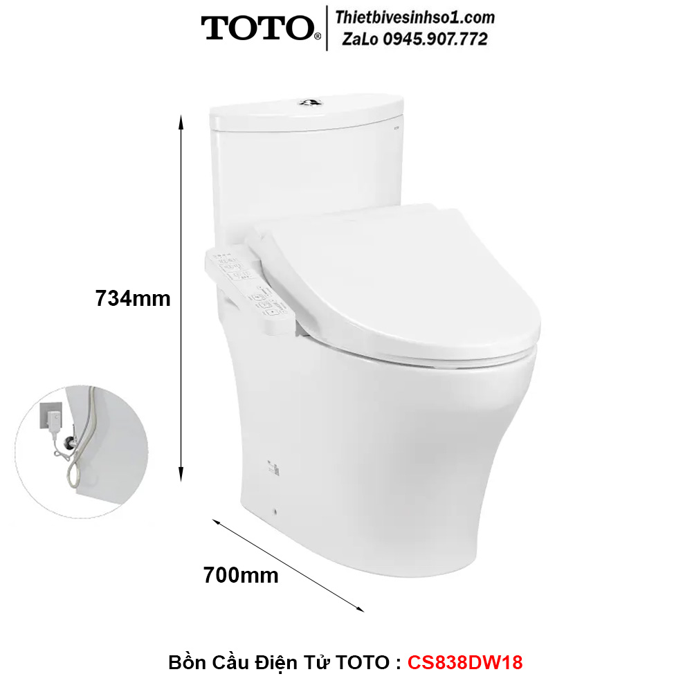Bồn Cầu Điện Tử TOTO CS838DW18