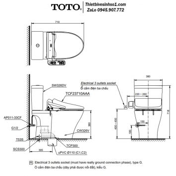 Bồn Cầu Điện Tử TOTO CS326DW18