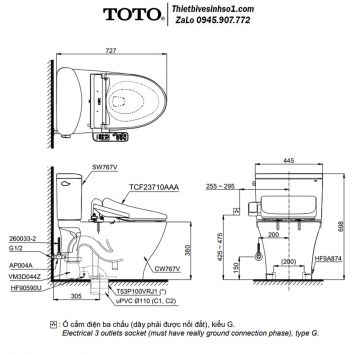 Bồn Cầu Điện Tử TOTO CS767RW18
