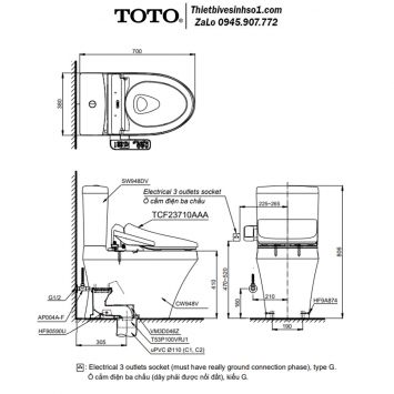 Bồn Cầu Điện Tử TOTO CS948DW18