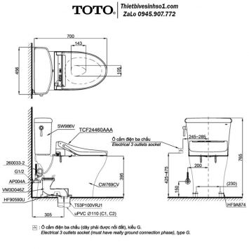 Bồn Cầu Điện Tử TOTO CS986CGW15