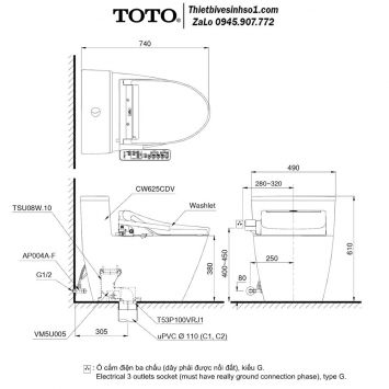 Bồn Cầu Điện Tử TOTO MS625CDW15