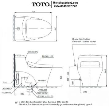 Bồn Cầu Điện Tử TOTO MS823CDRW12