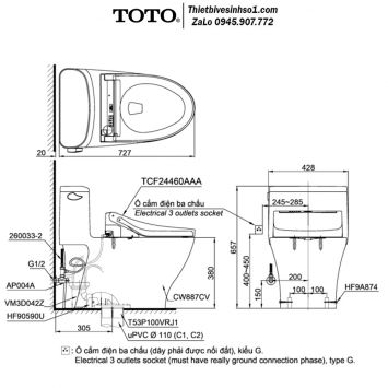 Bồn Cầu Điện Tử TOTO MS887CRW15