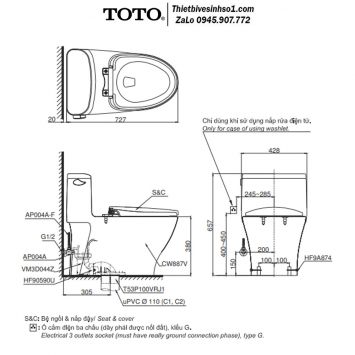 Bồn Cầu Điện Tử TOTO MS887RW11