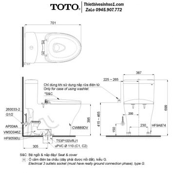 Bồn Cầu Điện Tử TOTO MS889DRW11
