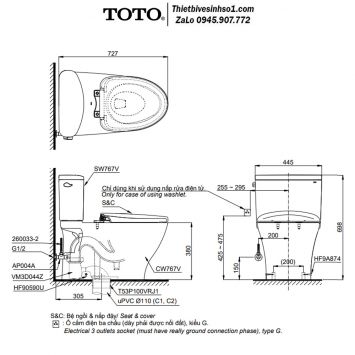 Bồn Cầu Nắp Rửa Cơ TOTO CS767RE4
