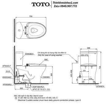 Bồn Cầu Nắp Rửa Cơ TOTO CS838DE2