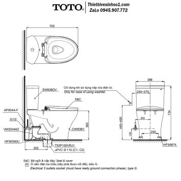 Bồn Cầu Nắp Rửa Cơ TOTO CS838DE4