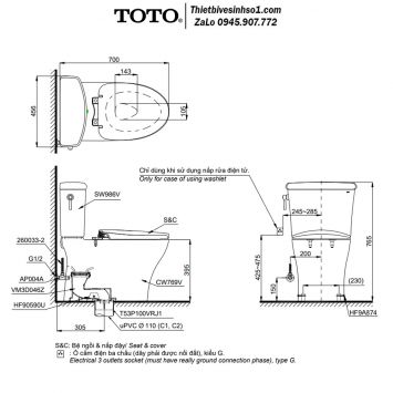 Bồn Cầu Nắp Rửa Cơ TOTO CS986GE2