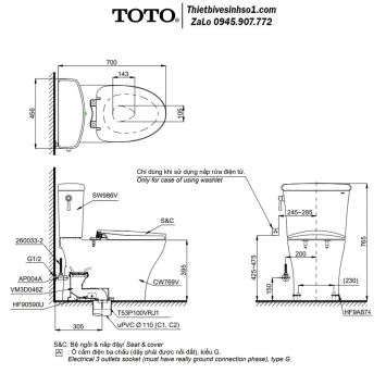 Bồn Cầu Nắp Rửa Cơ TOTO CS986GE4
